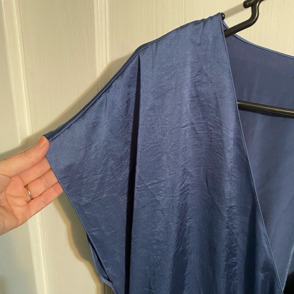 Theory blue crushed starting wrap front romper - Picture 6 of 9